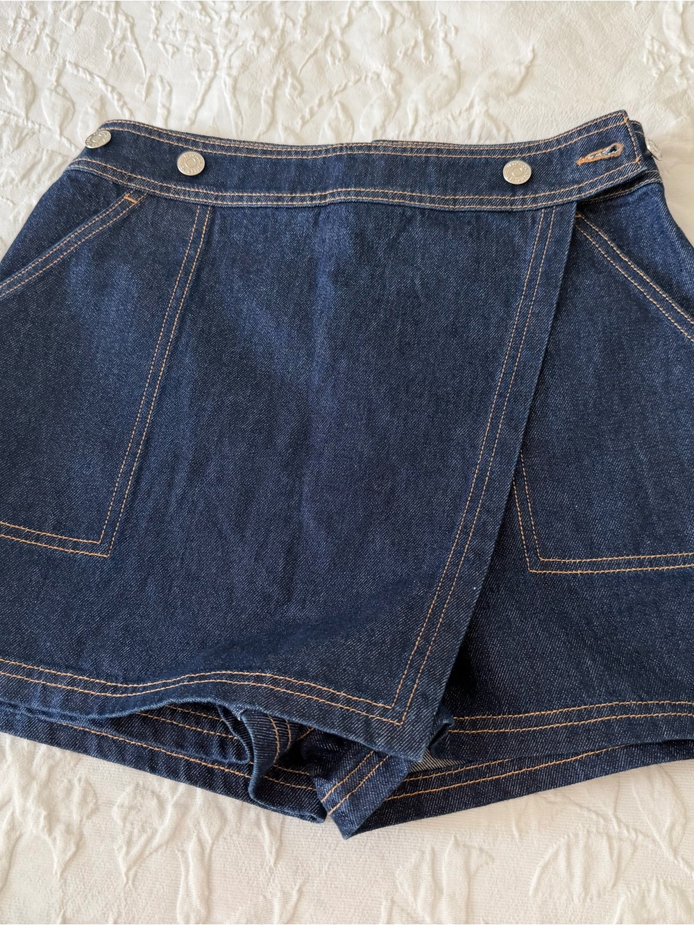 Veronica Beard Indigo Denim Wrap Skort